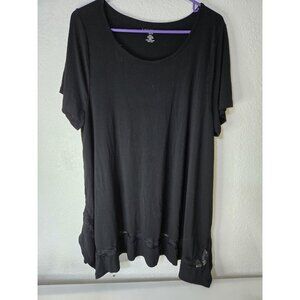Lane Bryant Shirt Womens 18/20 Black Lace Hem Tunic Stretch Plus Size Casual